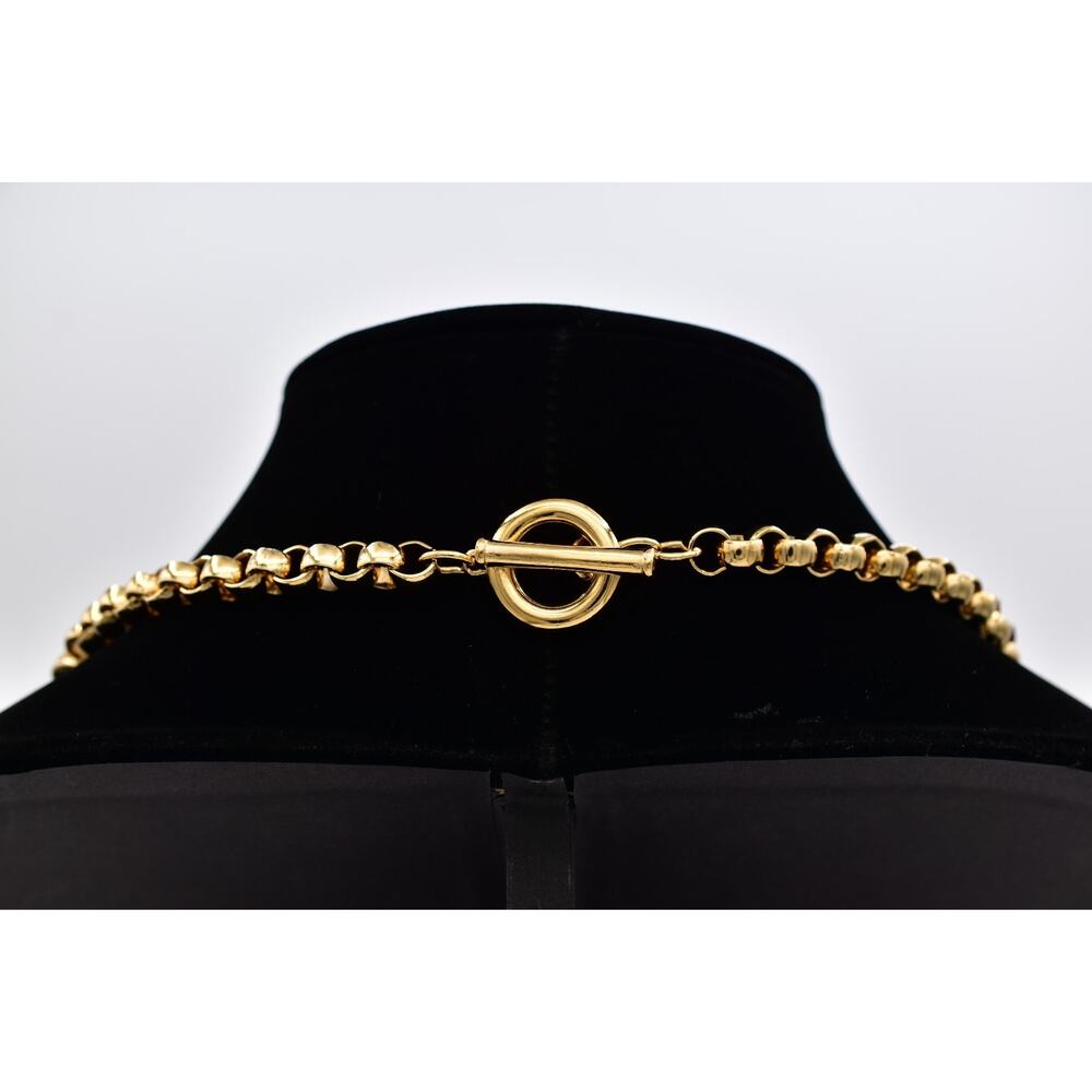 Givenchy Vintage Logo Chain Necklace Pearl Pink Crystal Gold Chunky Signed Bin1 - Picture 7 of 12